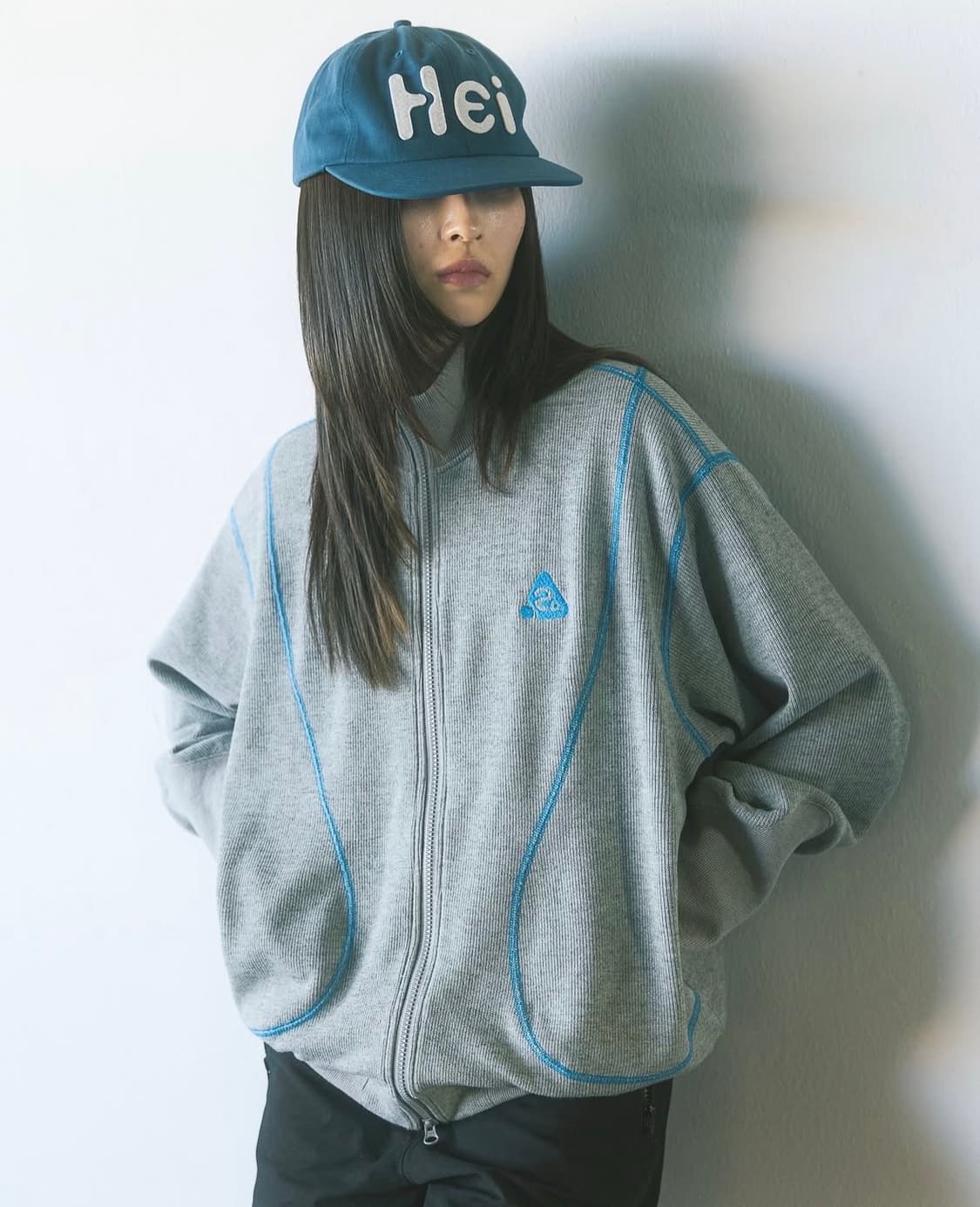 하이산 베이스볼 라인 스티치 집업 자켓 그레이 S 상품이미지1