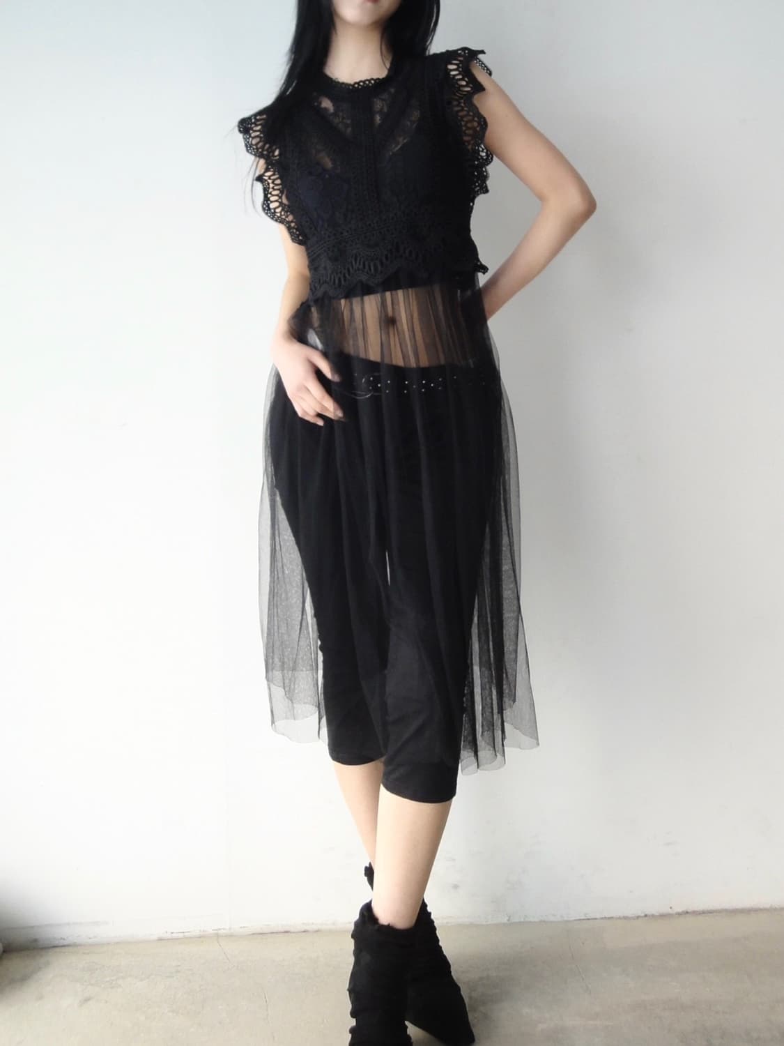 Embroidery punching layer ops / black 상품이미지4