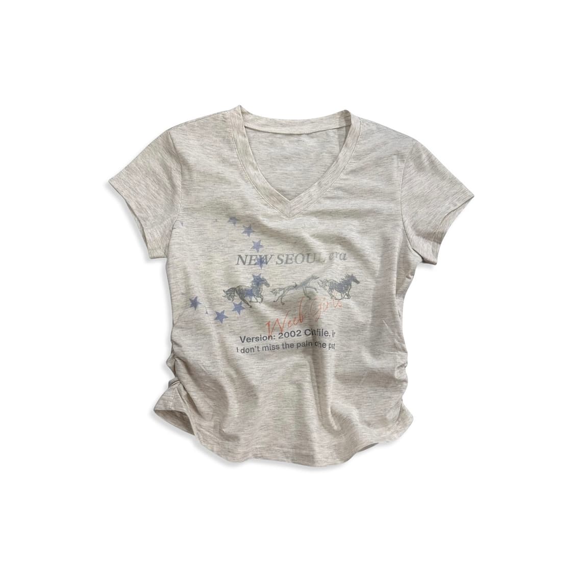 Melange Beige Print Top  상품이미지1