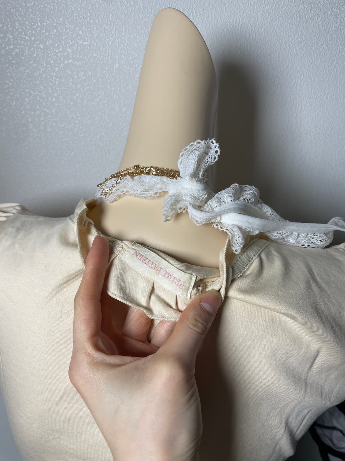 빈티지 아이보리 리본 블라우스 티셔츠 상품이미지4