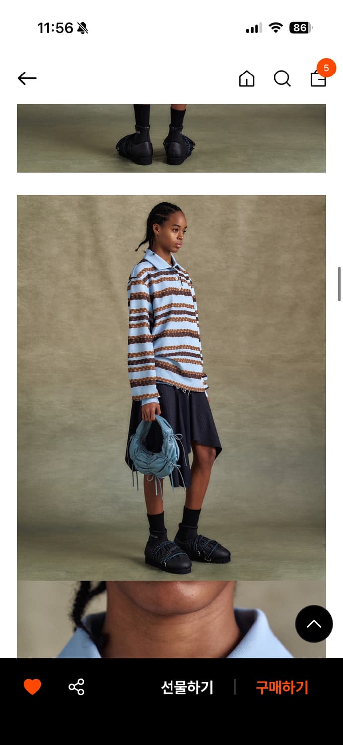 Hairbraid stripe collar tshirt 상품이미지3