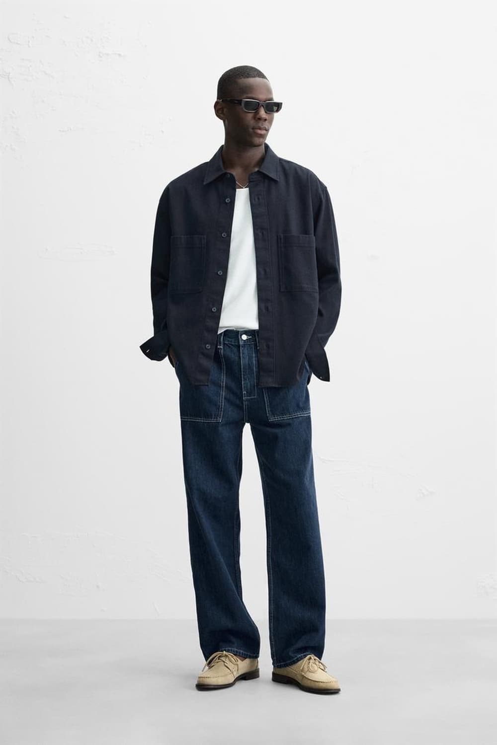 자라 스티치 와이드 레그 진 상품이미지1