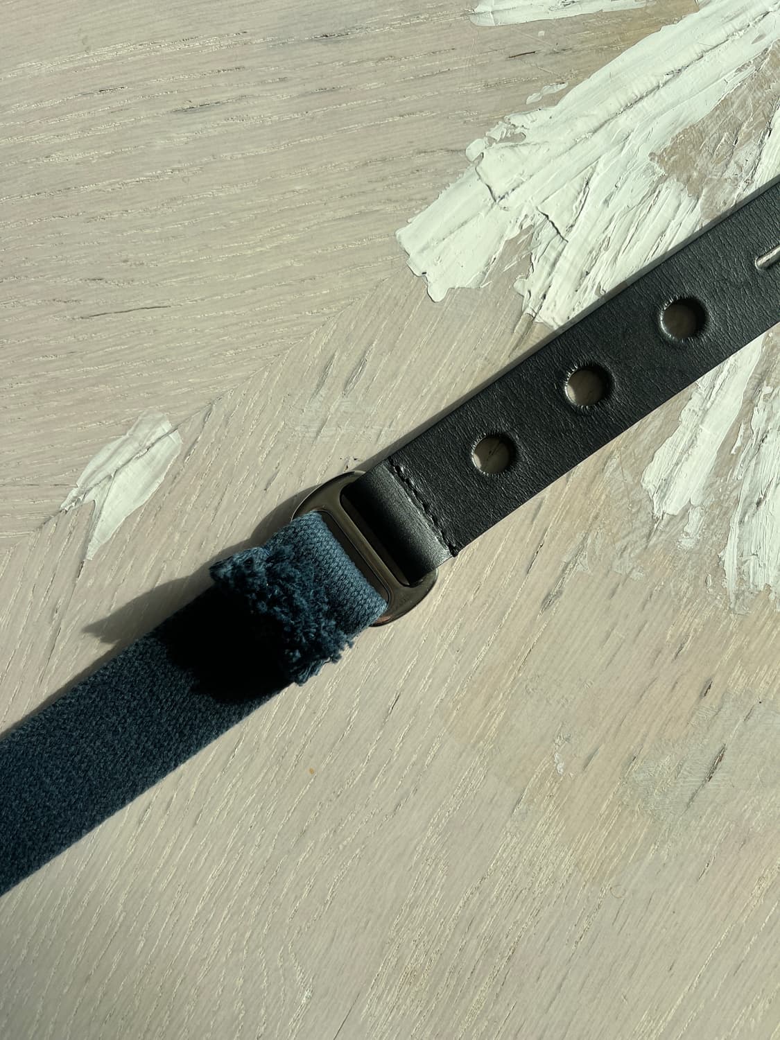 kotohayokozawa 트윌 앤드 레더 벨트 블랙 네이비 free사이 상품이미지6