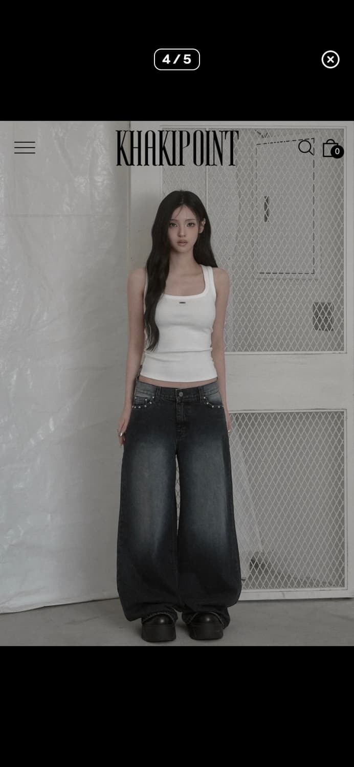 카키포인트 스터드 와이드 데님 사이즈 교환!! 상품이미지3