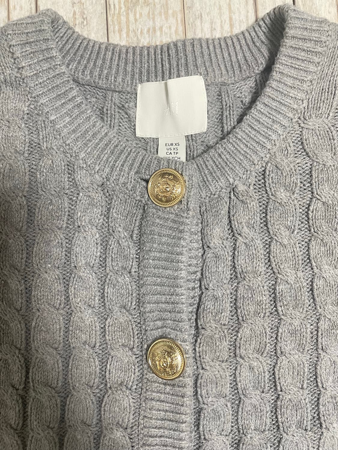 H&M 케이블 반팔 가디건 (그레이) 상품이미지3