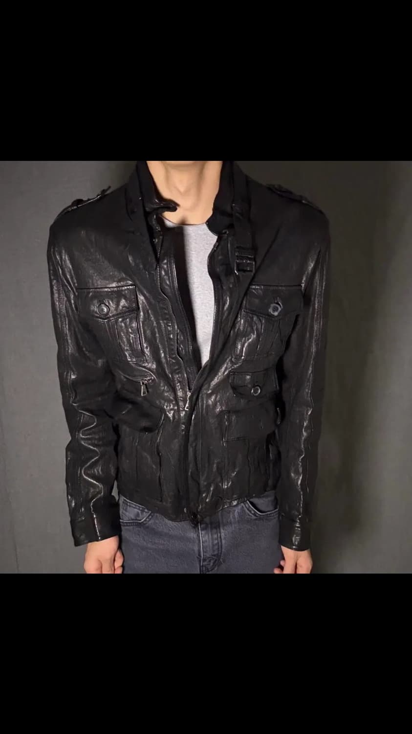 양가죽 디테일 포켓 레더 자켓 상품이미지1