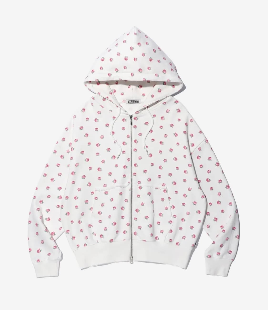 FLOWER PATTERN HOOD ZIP-UP WHITE 상품이미지1