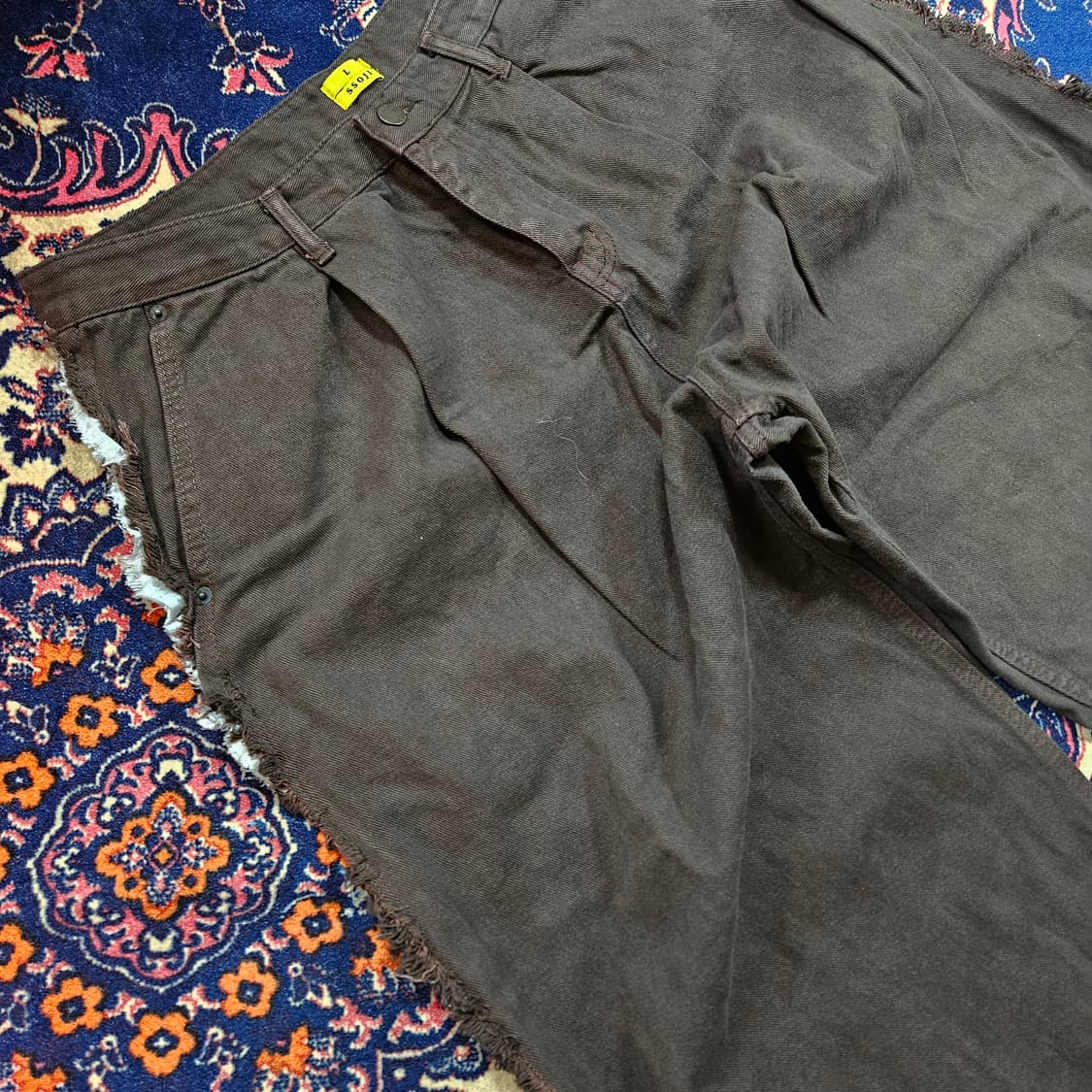 쏘지(SSOJI) 사이드 테슬 브라운 와이드 데님 팬츠 L 상품이미지6