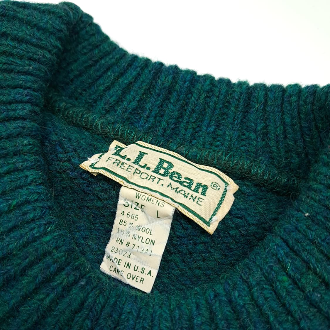 CL358 L 엘엘빈 80s 미국판 멜란지 틸그린 니트 스웨터 상품이미지4