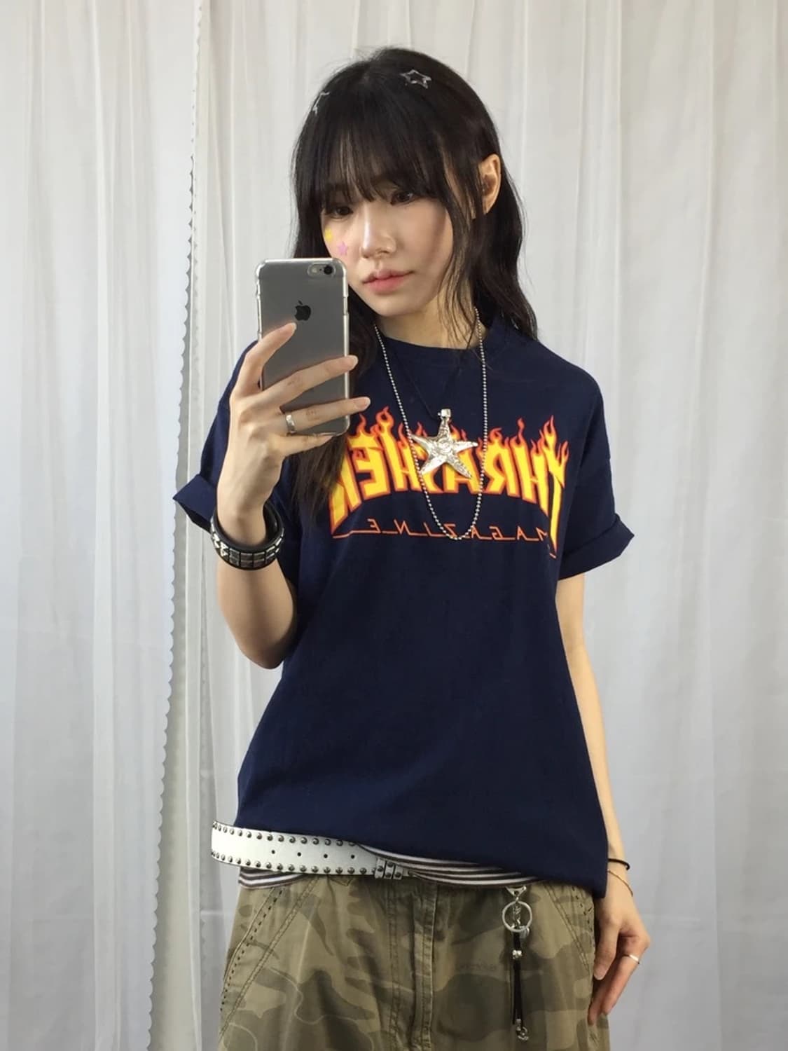 Thrasher Flame Logo Navy Tee 상품이미지2