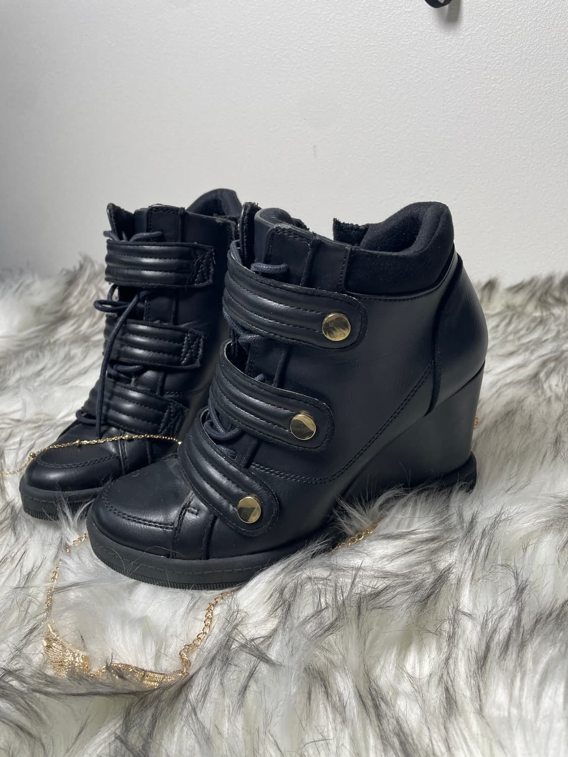 ALDO 웨지힐 골드 버튼 스니커즈 갸루 펑크 상품이미지6