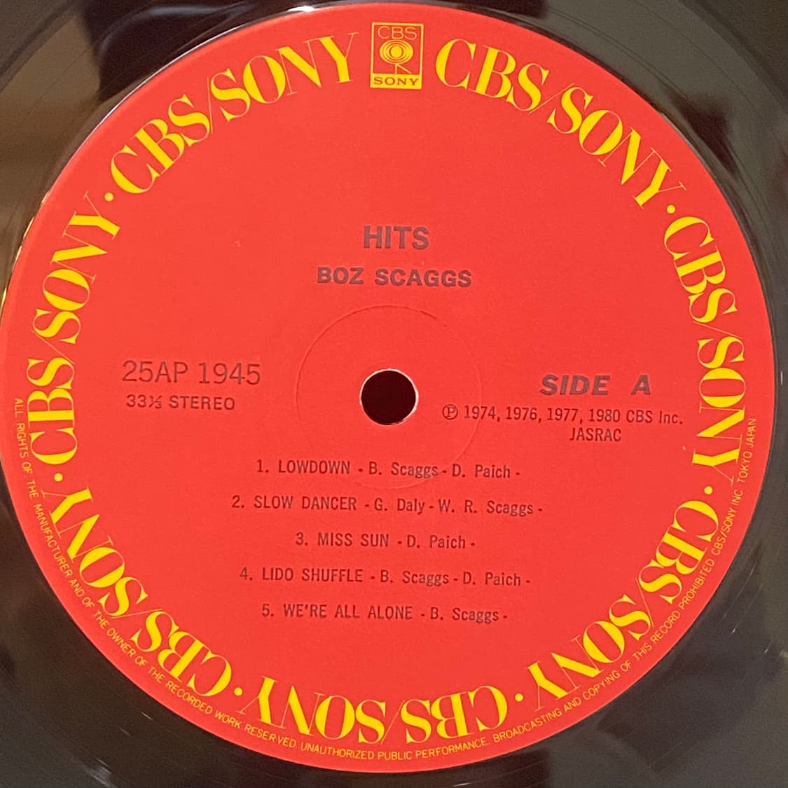 (LP) Boz Scaggs - Hits! 상품이미지4