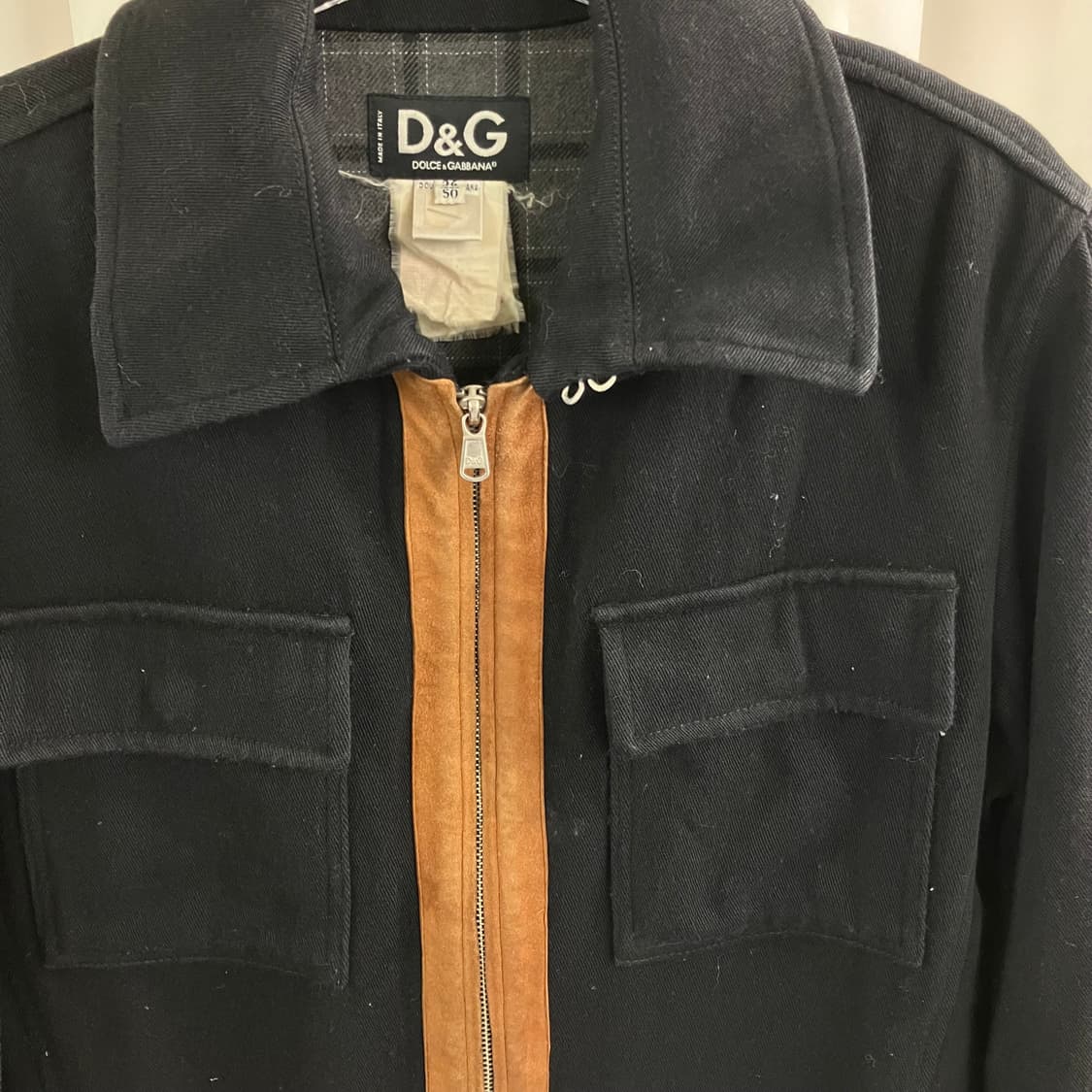 돌체앤가바나 블랙 스웨이드 배색 집업 트러커 자켓 50 상품이미지4