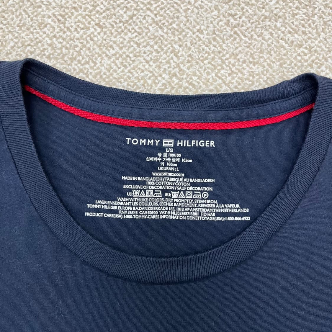 [L] 타미힐피거 스몰로고 롱슬리브 긴팔 티셔츠 네이비 4135 상품이미지6