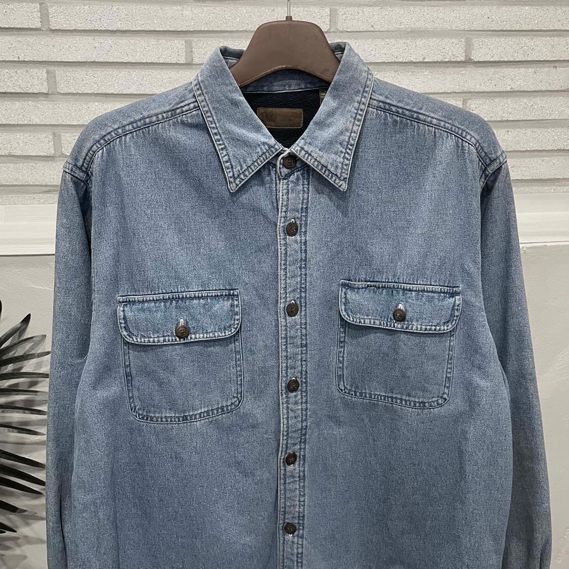 USA VINTAGE 데님 셔츠 자켓 쉐르파 안감 투포켓 디테일 중청 상품이미지3