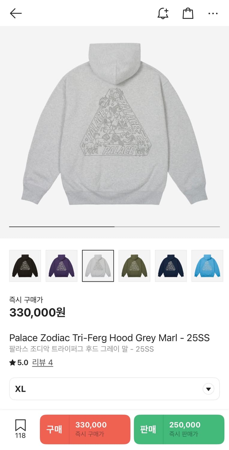 Palace Zodiac Tri-Ferg Hood Grey Marl 상품이미지4