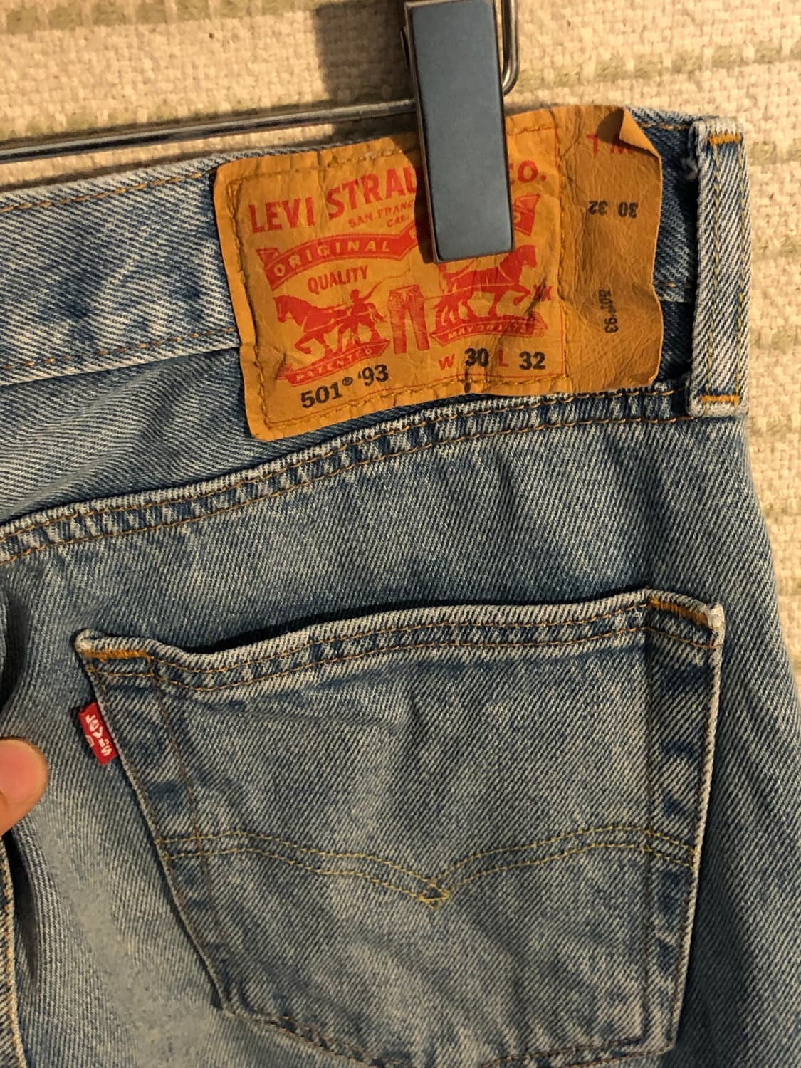 리바이스 501 93' 연청 데님 30x32 상품이미지3