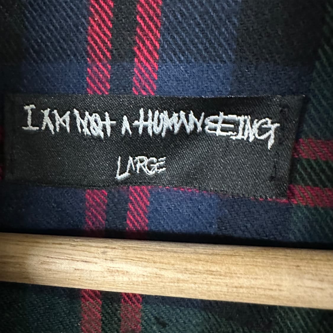 아임낫어휴먼비잉 그린 레드 체크 후드셔츠 상품이미지2