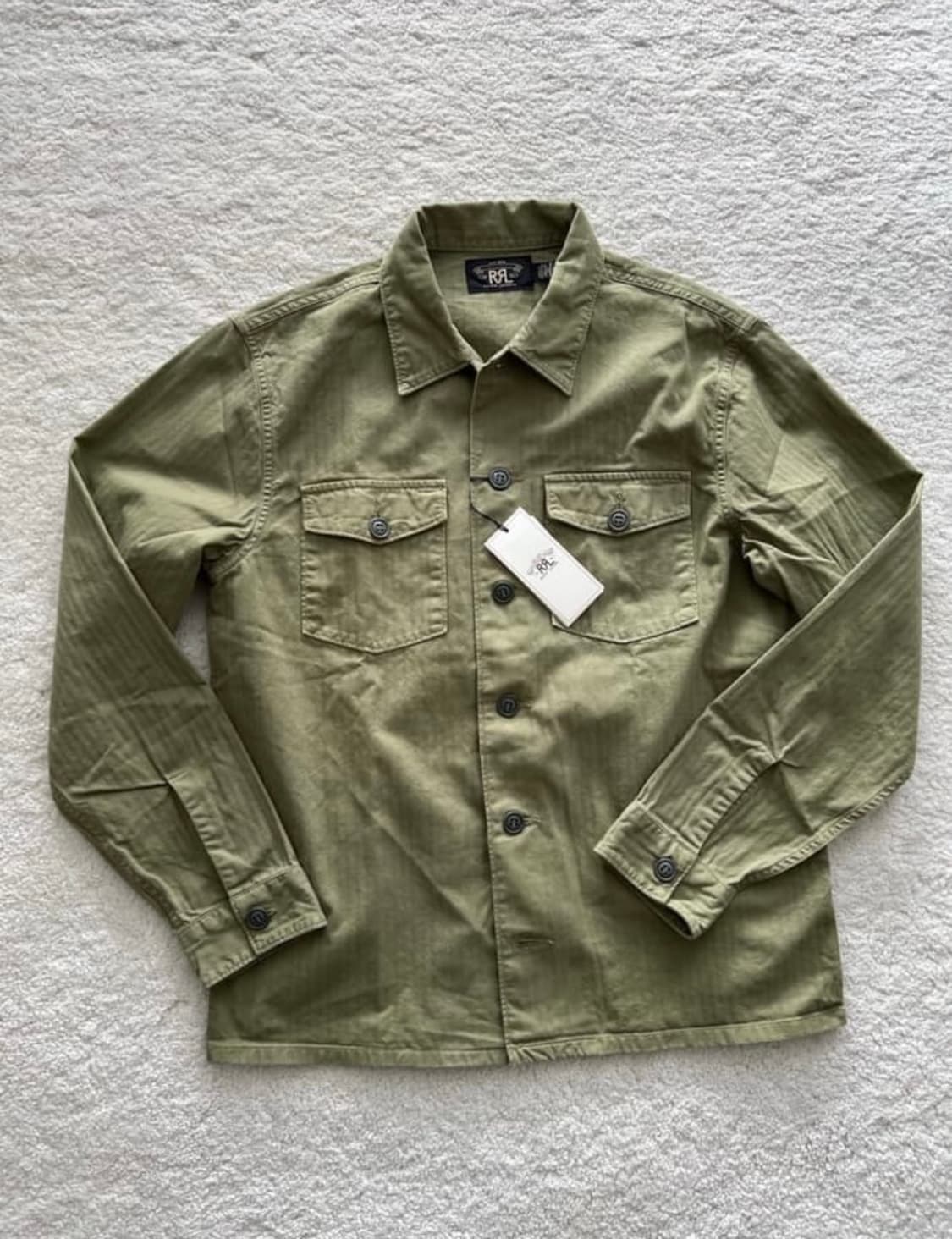 Rrl 더블알엘 올리브 리버스 사틴 셔츠 m 상품이미지1