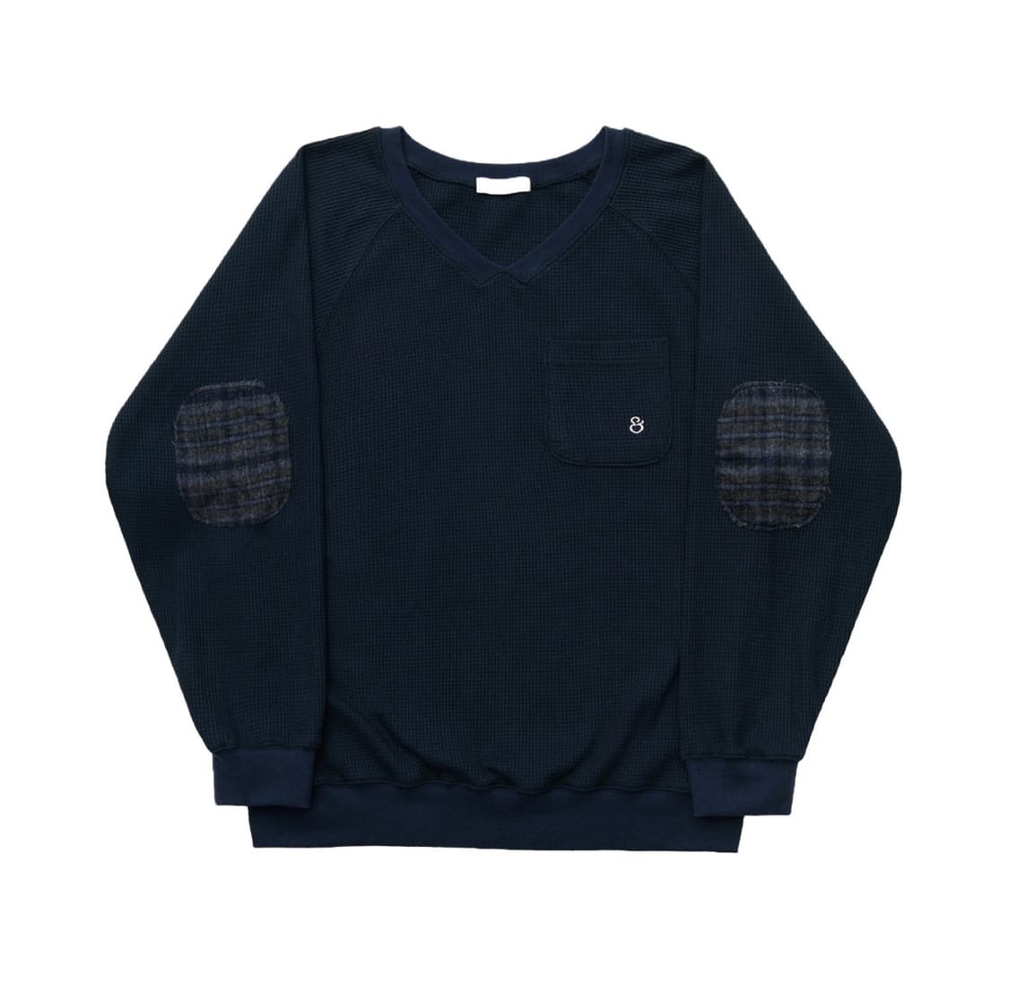포니즈 CHECKED PATCH SWEATSHIRT (NAVY) 상품이미지1