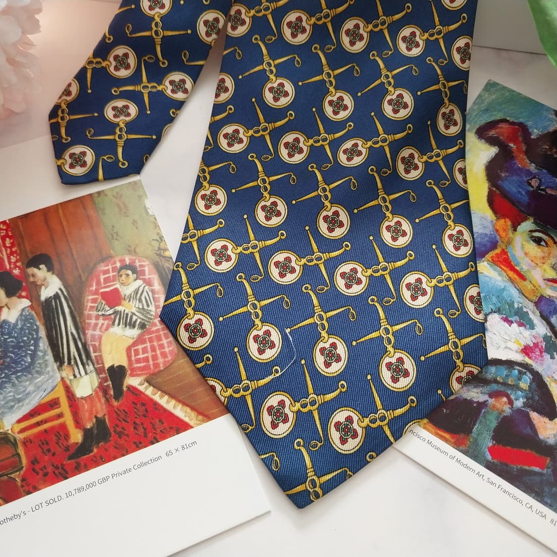 란셀 실크 네이비 하니스 패턴 넥타이 9.9cm A+등급 K1382
 상품이미지4