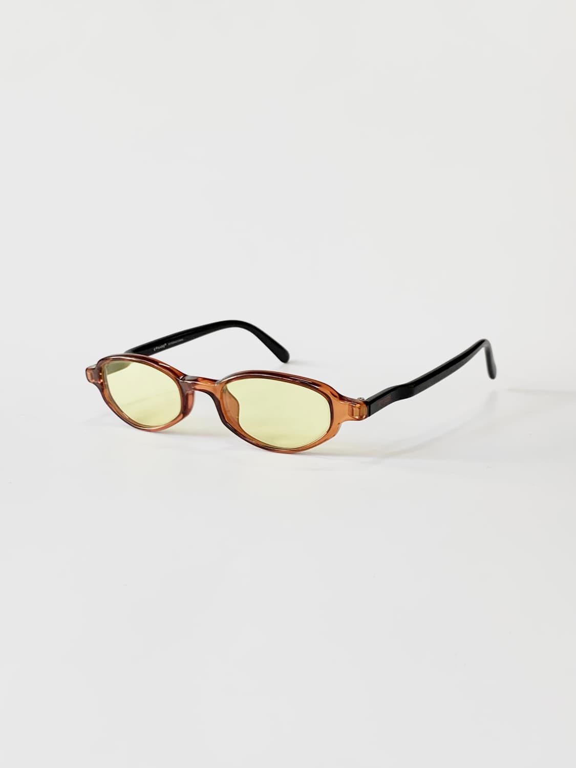 [픽키-654] 옐로 틴트 오벌 선글라스 브라운 클리어 아세테이트 데 상품이미지3