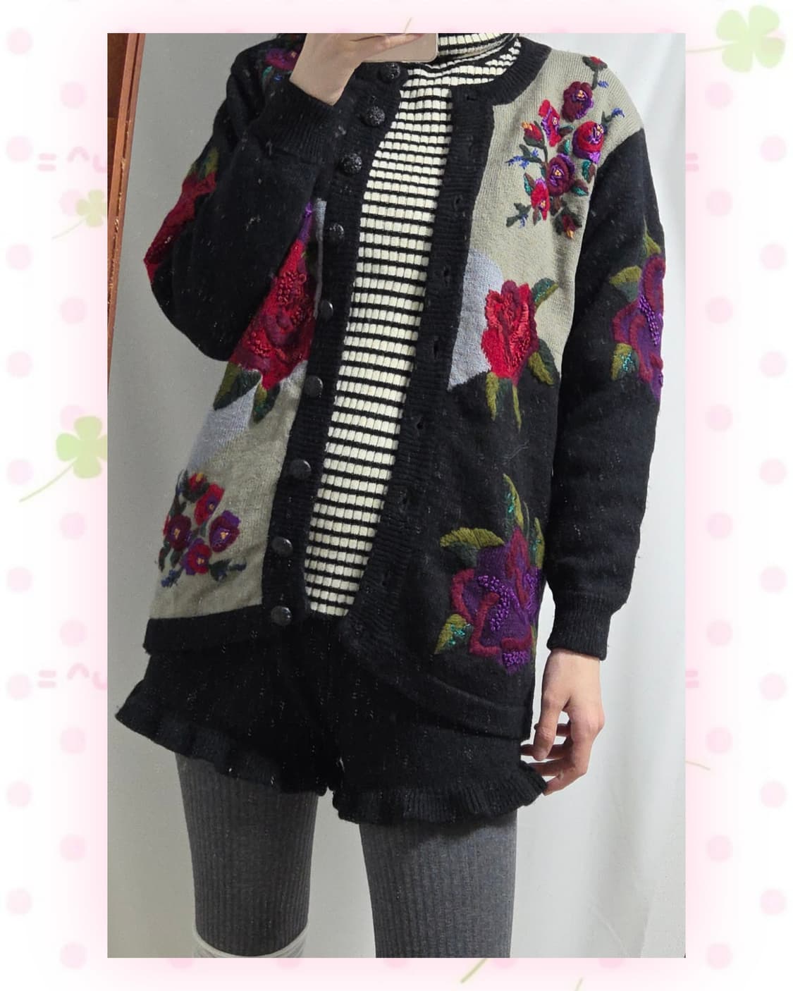 MRS GIARDINO 꽃자수 울 가디건 상품이미지3
