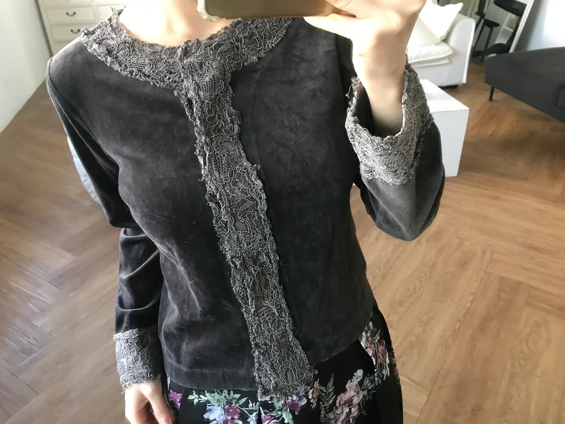 vintage velvet lace cardigan 상품이미지9