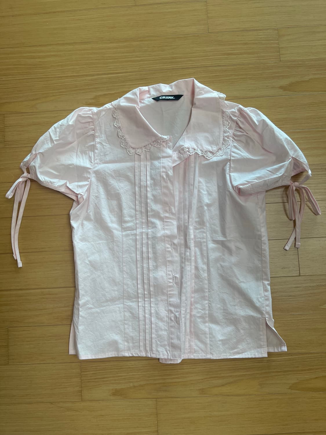 크랭크 핀턱 레이스 카라 블라우스 핑크 상품이미지7