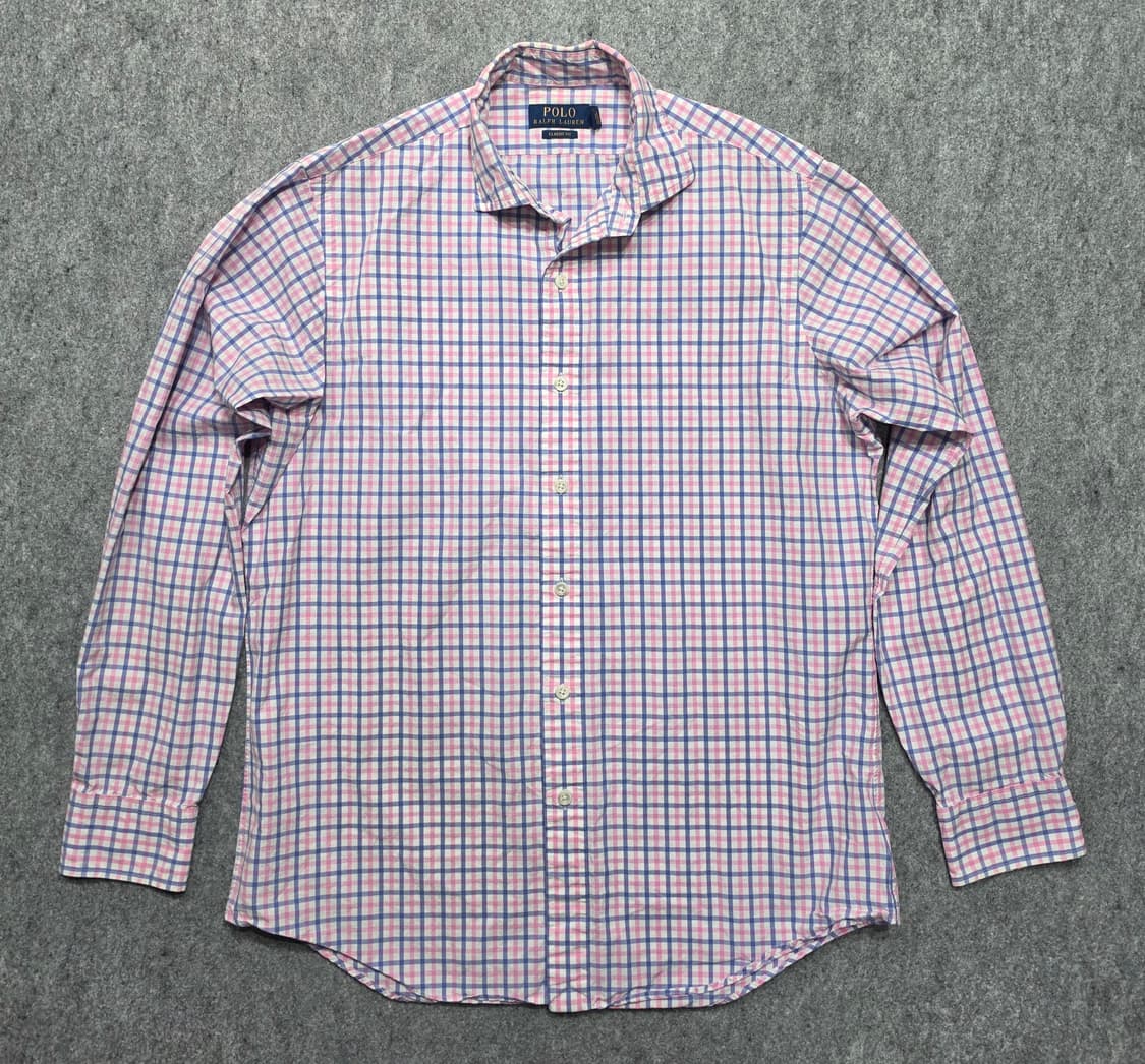 폴로 랄프로렌 핑크 블루 체크 코튼 클래식핏 셔츠 M 상품이미지1