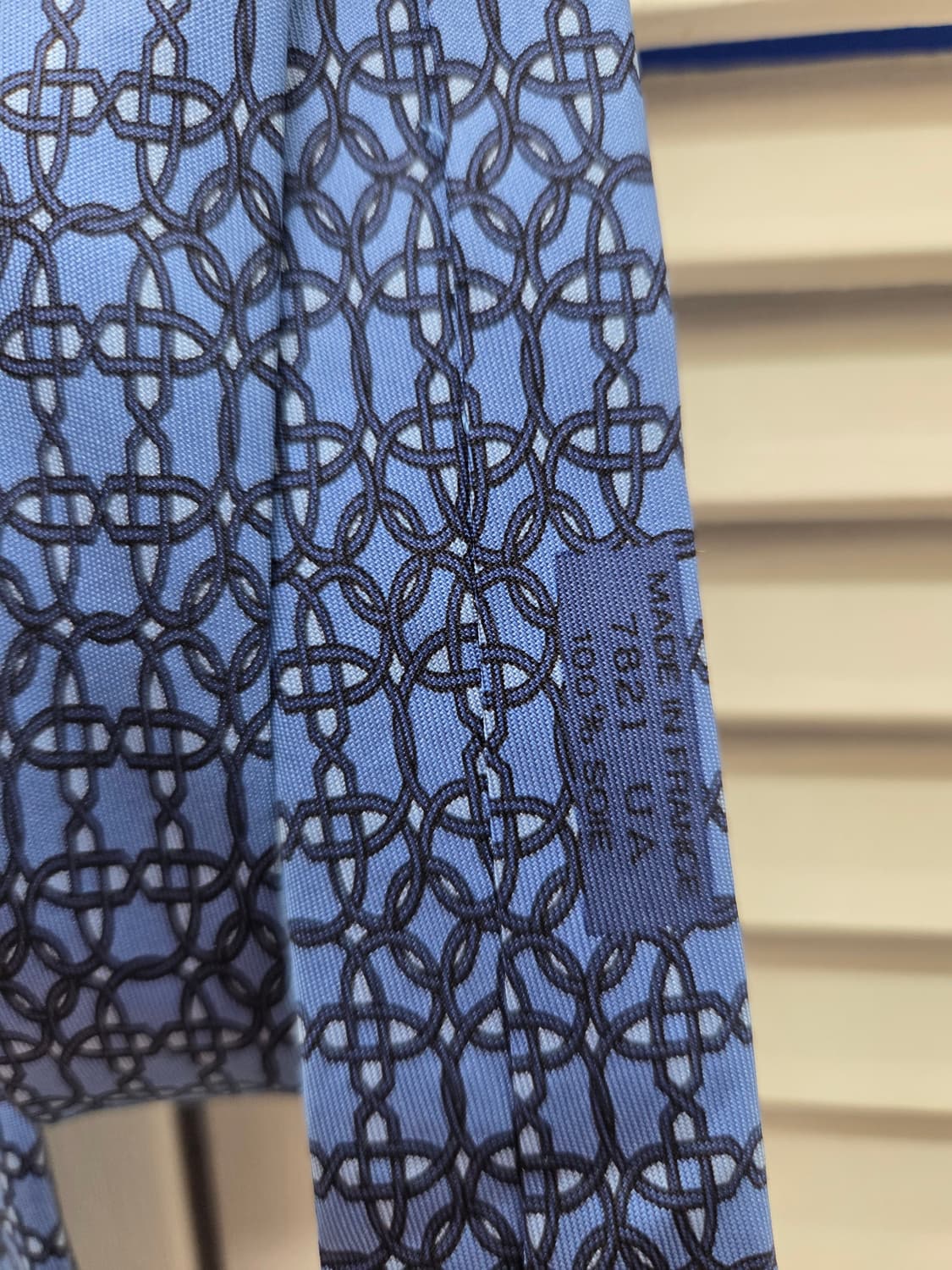 에르메스 블루 패턴 실크 타이 상품이미지3