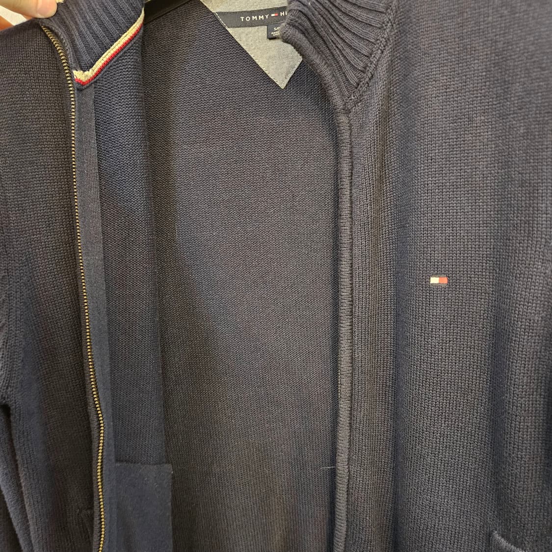 90(S)/실측95(M)타미힐피거 네이비 니트 집업 가디건 상품이미지5