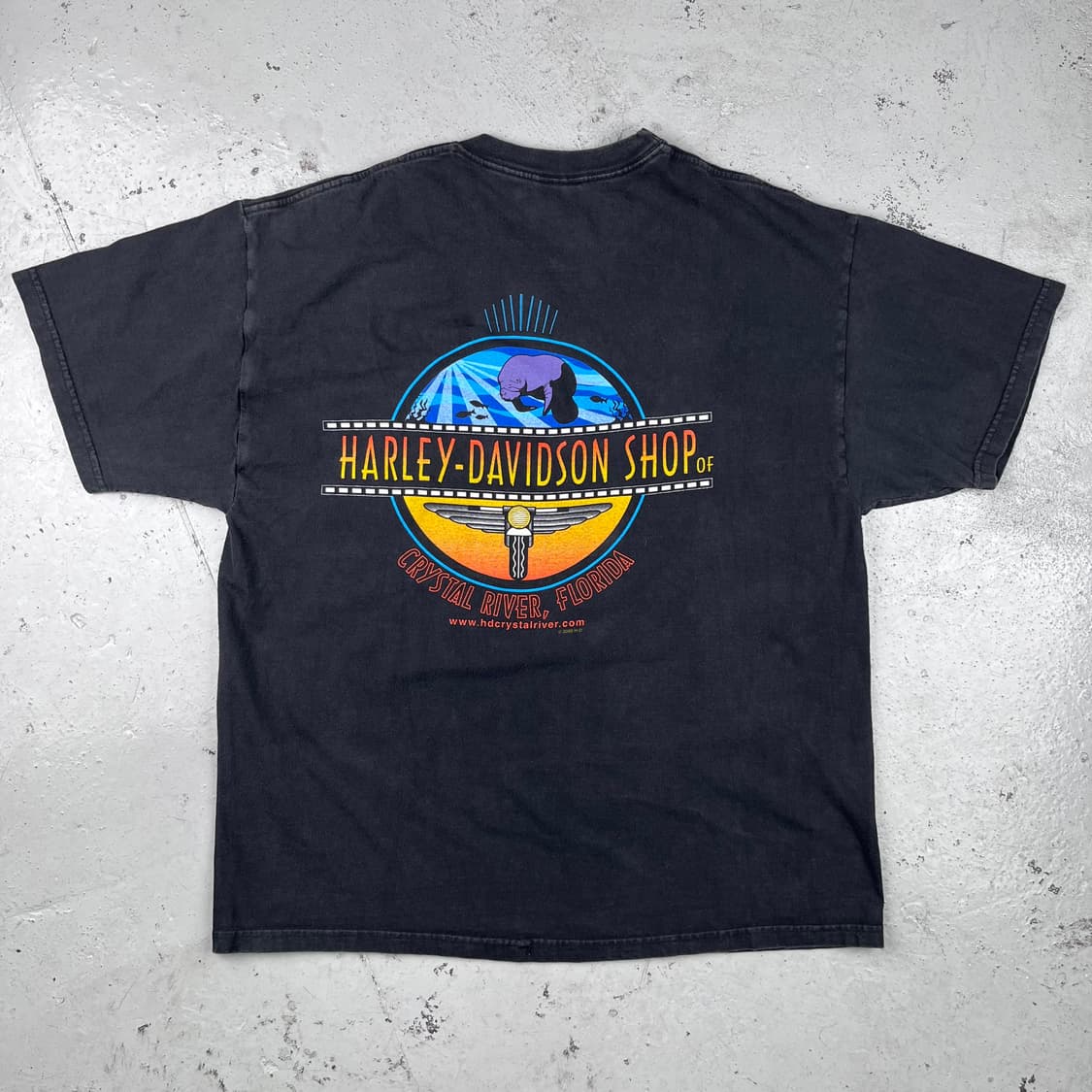 빈티지 할리데이비슨 블루 플레임 반팔티 상품이미지2