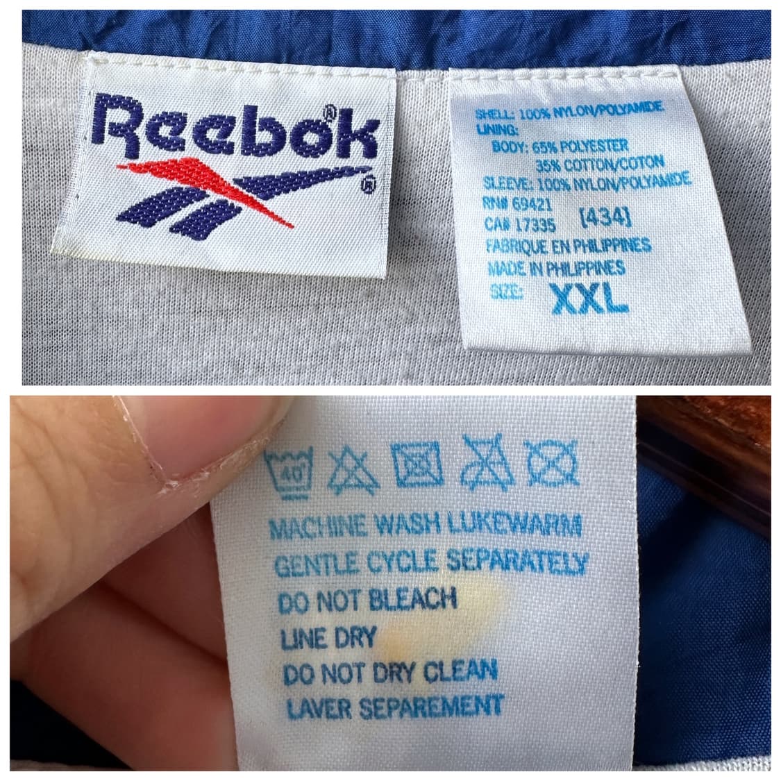 90s 올드 리복 자수 로고 바람막이 자켓 네이비 블루 XXL 상품이미지10