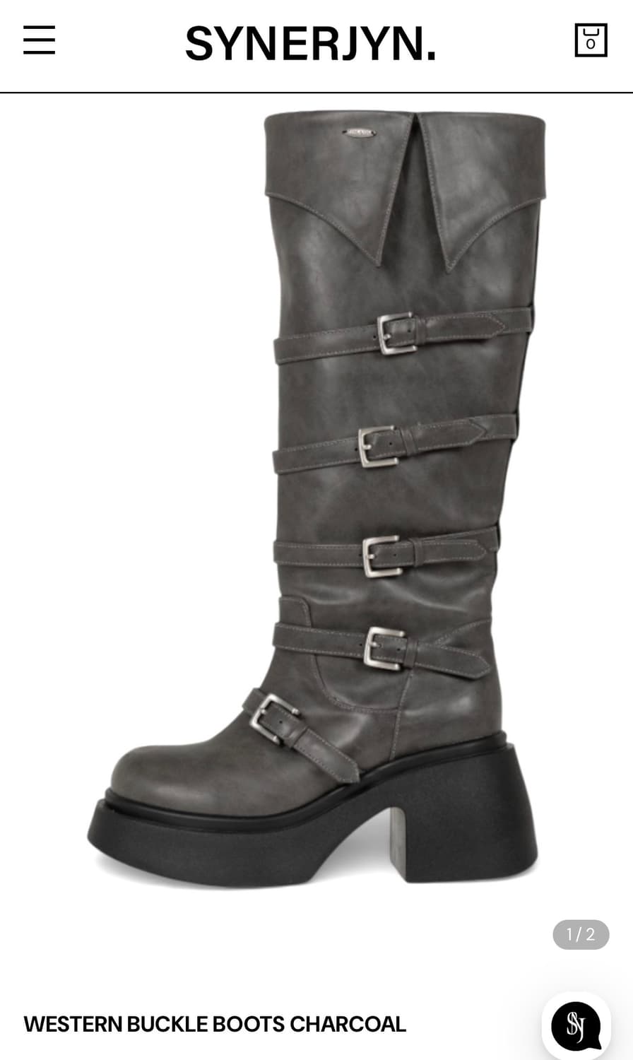 구해요) 시너진 부츠WESTERN BUCKLE BOOTS CHARCOAL 상품이미지1