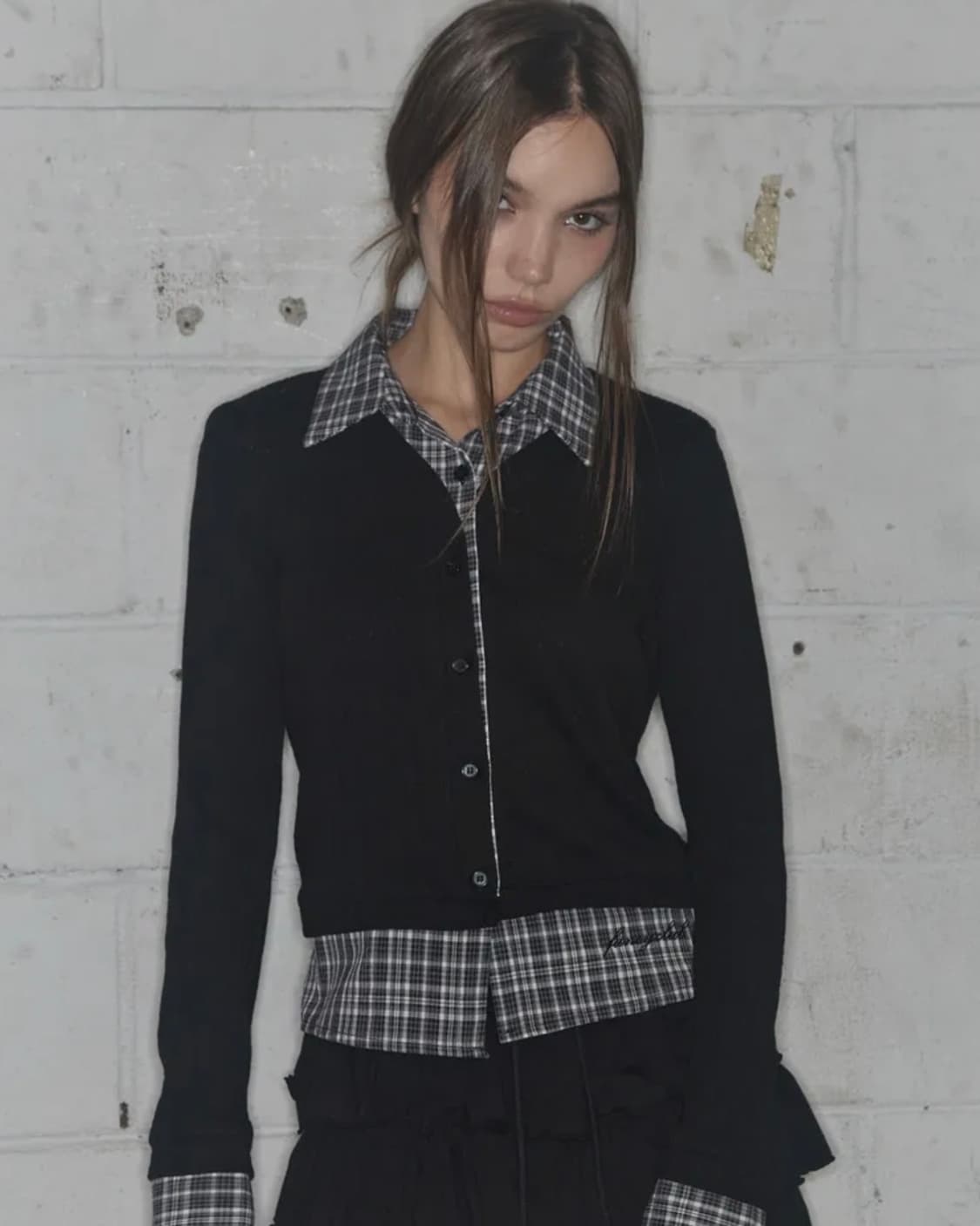 팬시클럽 체크 셔츠 레이어드 가디건 상품이미지1