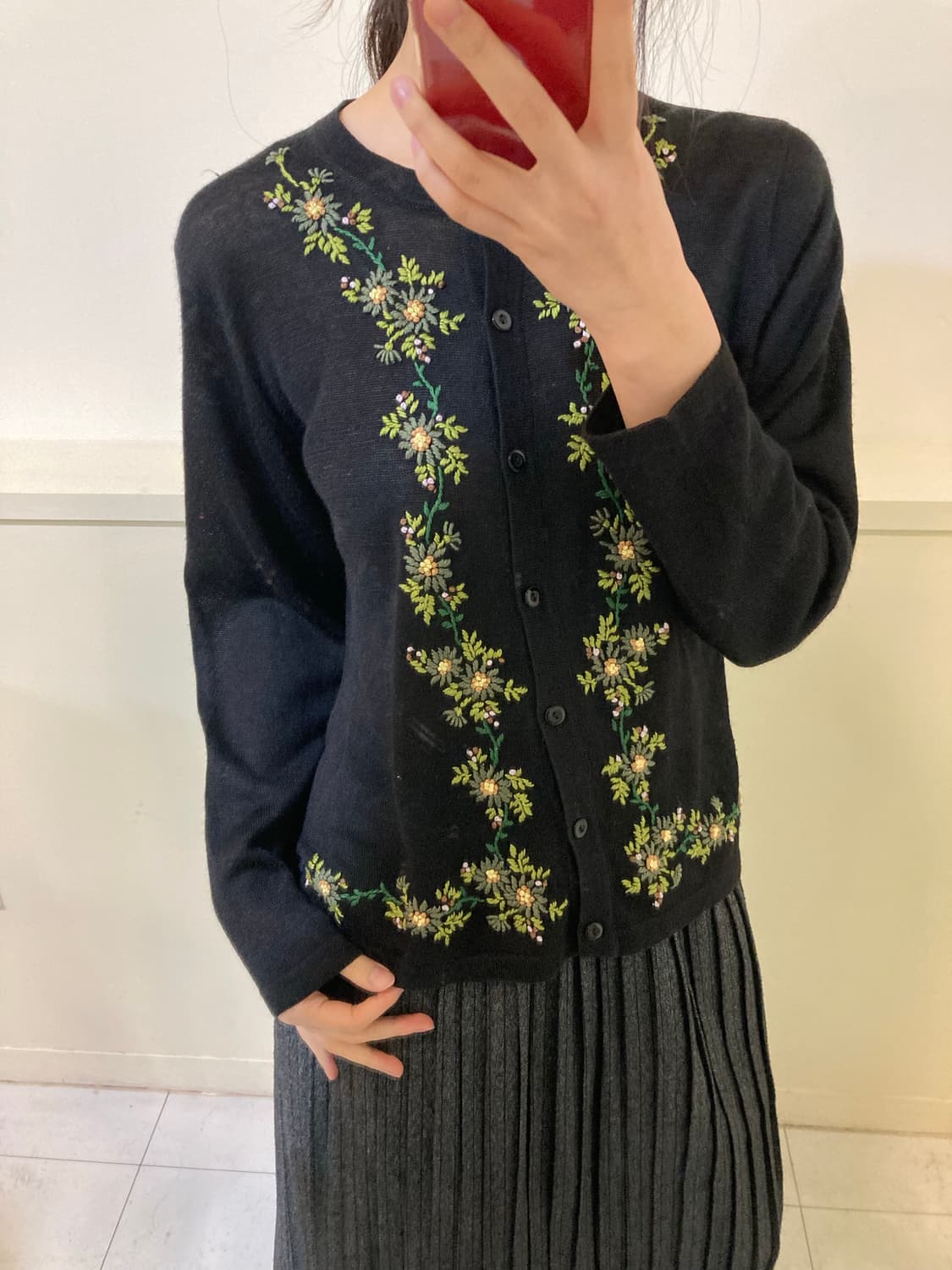아크릴 마소재 플라워 가디건 상품이미지9