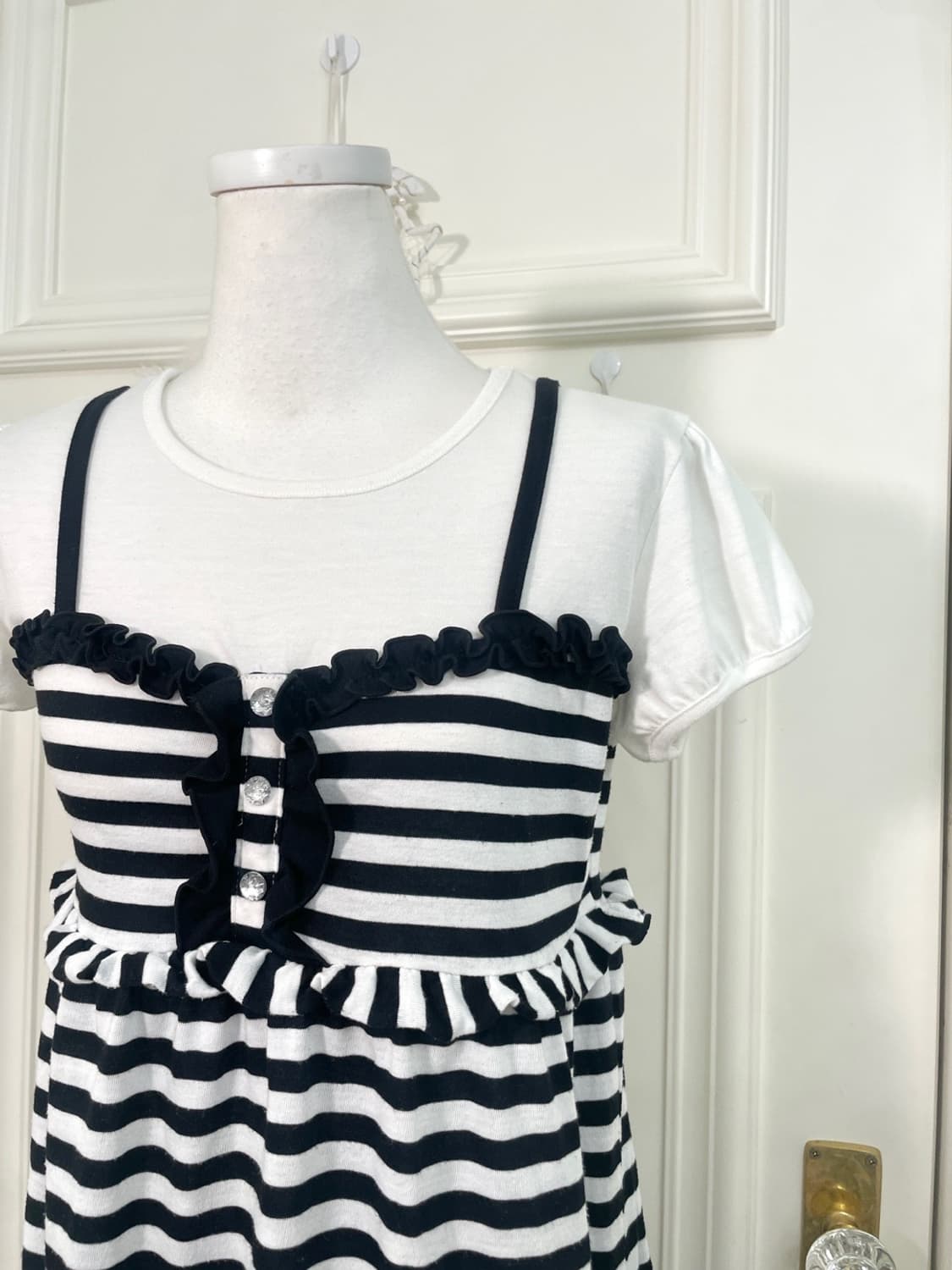 white black stripe cubic cotton half opc 상품이미지6