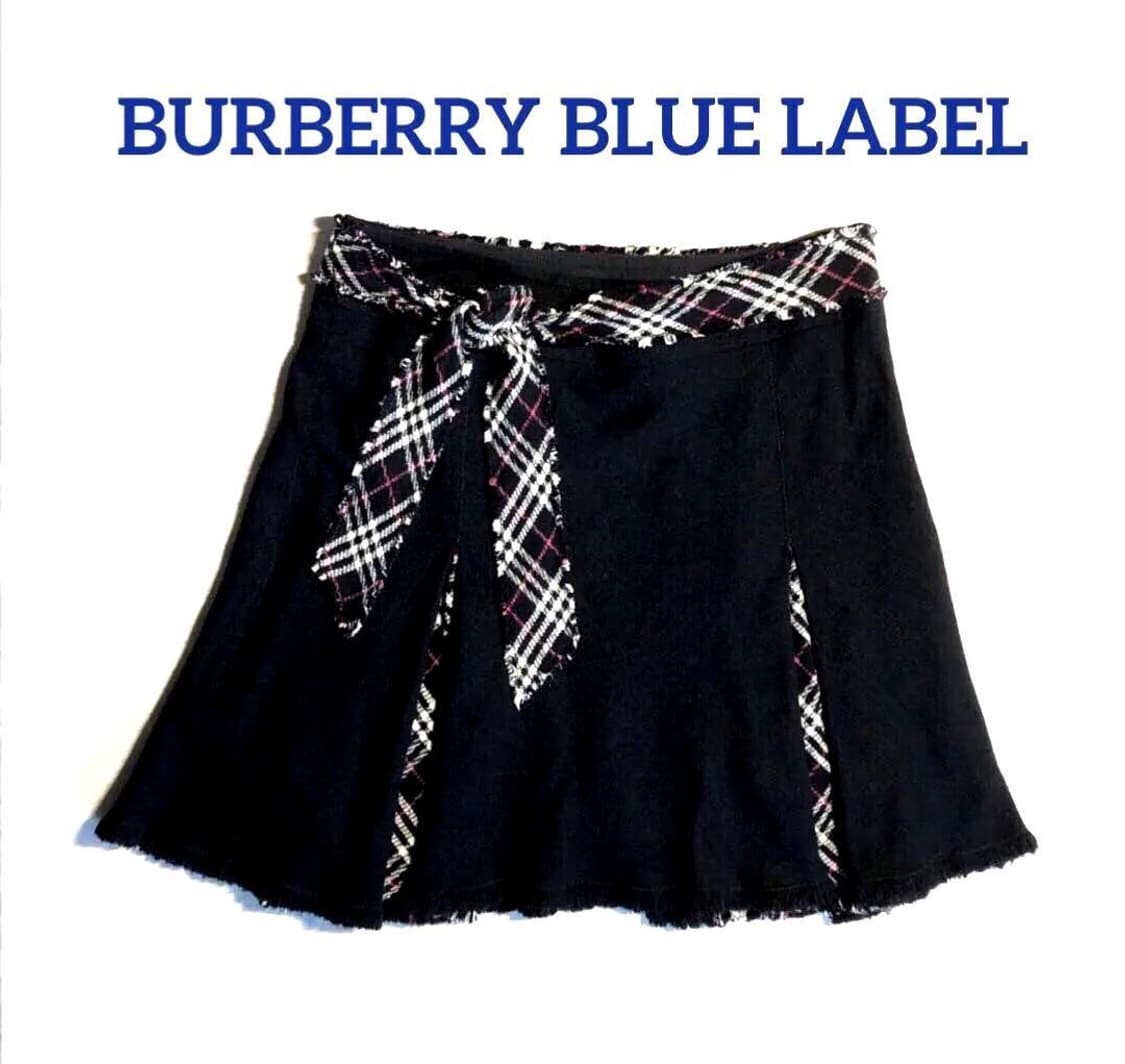[버버리 블루라벨] 노바체크 플리츠 스커트/갸루 빈티지 블랙 모리 하구미 상품이미지1