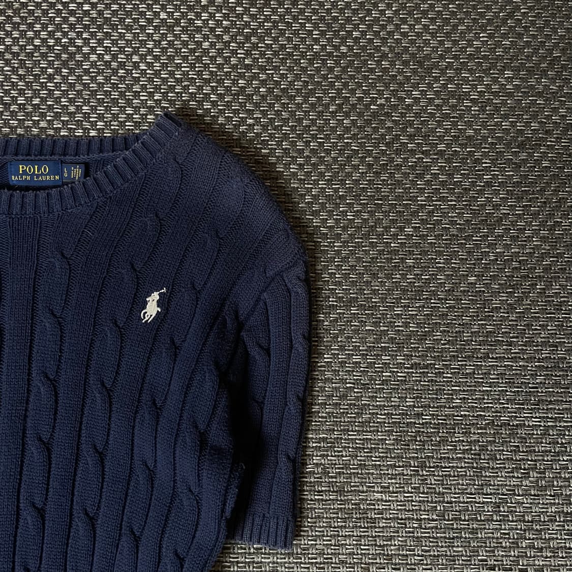 폴로랄프로렌 화이트포니 네이비 케이블 반팔 니트 L 상품이미지3