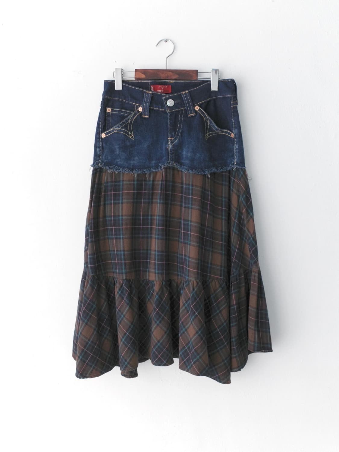 levis) check remake denim skirt 상품이미지1