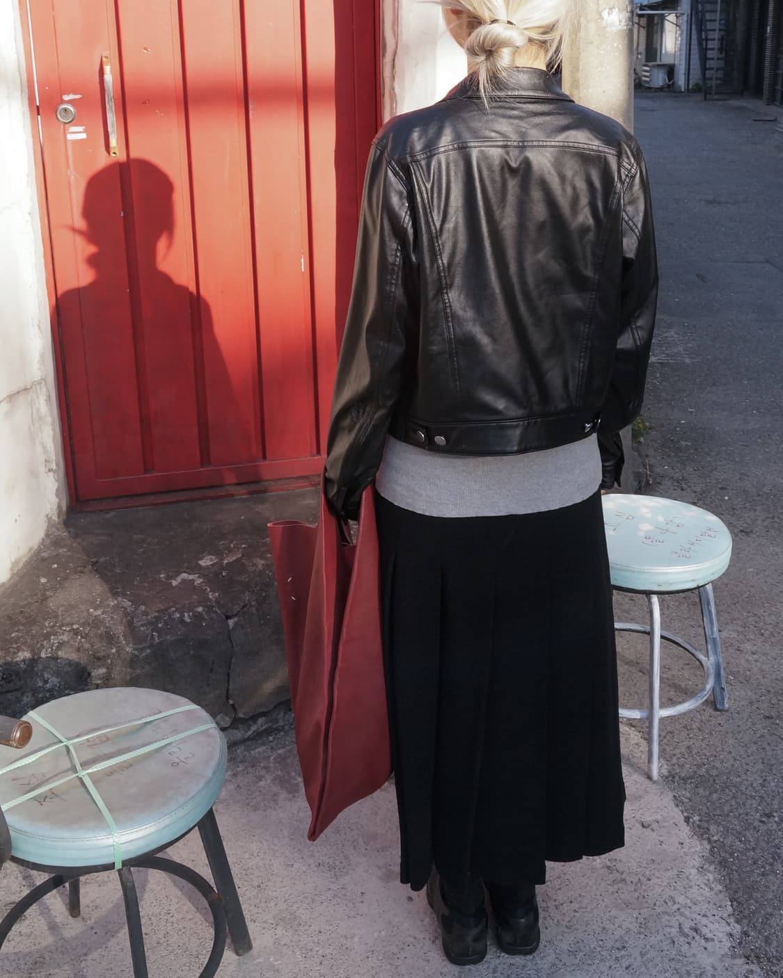 꼼데가르송 블랙 레더 자켓 상품이미지3