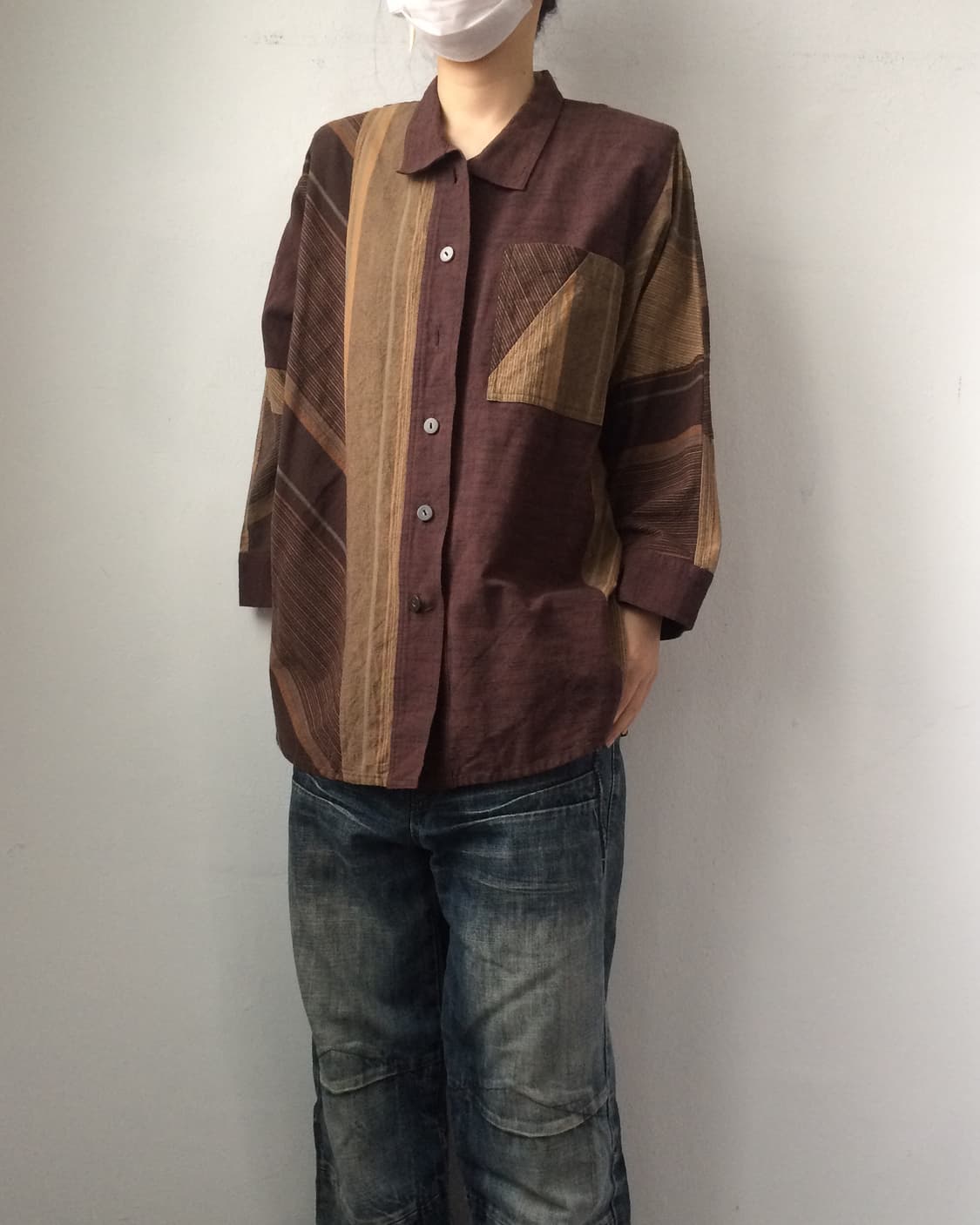 Stripe pattern mixed shirt 상품이미지1