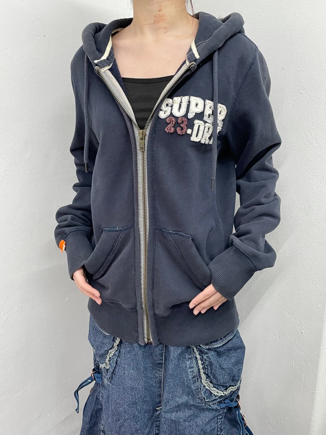 수퍼드라이 네이비 패치 헤비 후드집업  상품이미지1