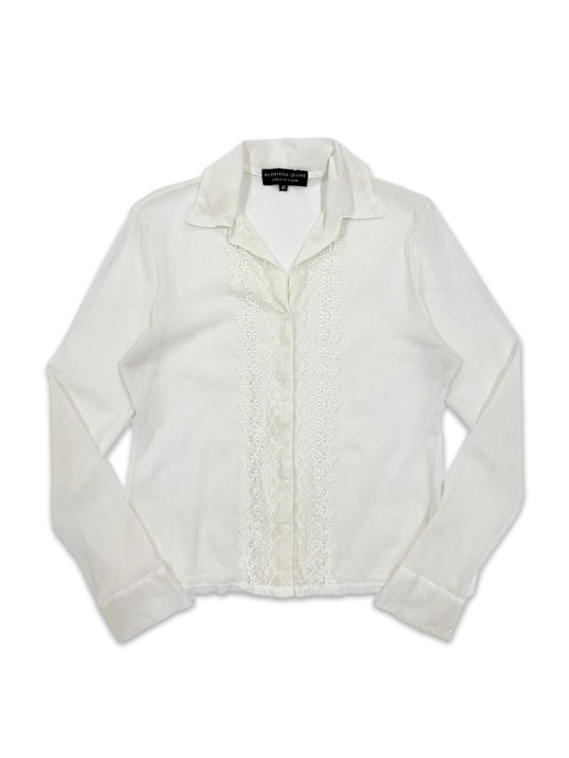 빈티지 ALDRIDGE JEUNE 화이트 시스루 레이스 셔츠 블라우스 상품이미지1