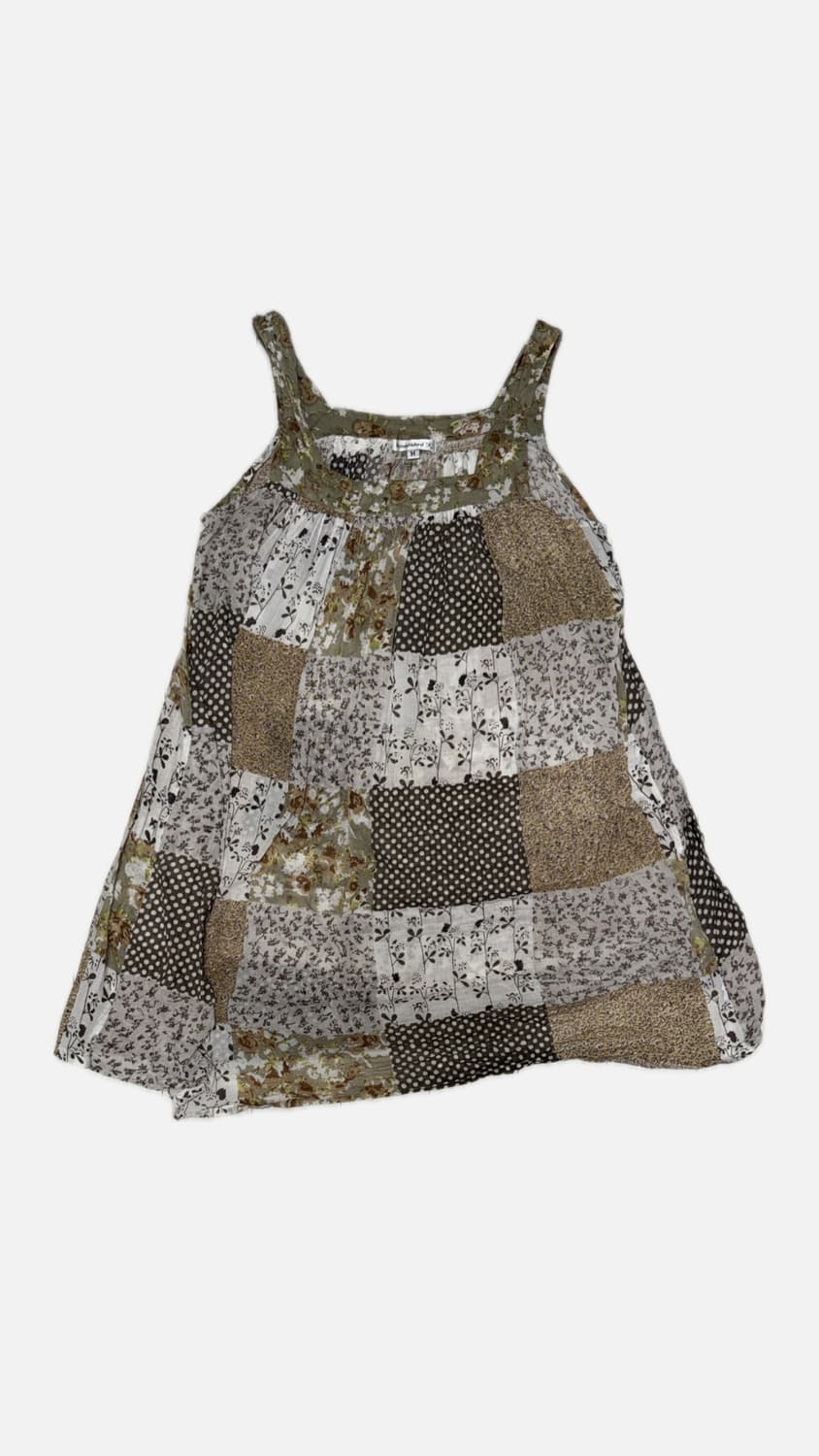 카키 패치워크 원피스 상품이미지1