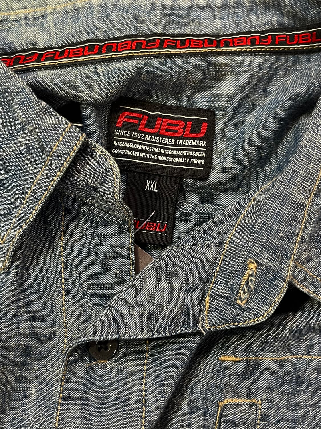 FUBU 데님 반팔 셔츠 2XL #csz413 상품이미지3