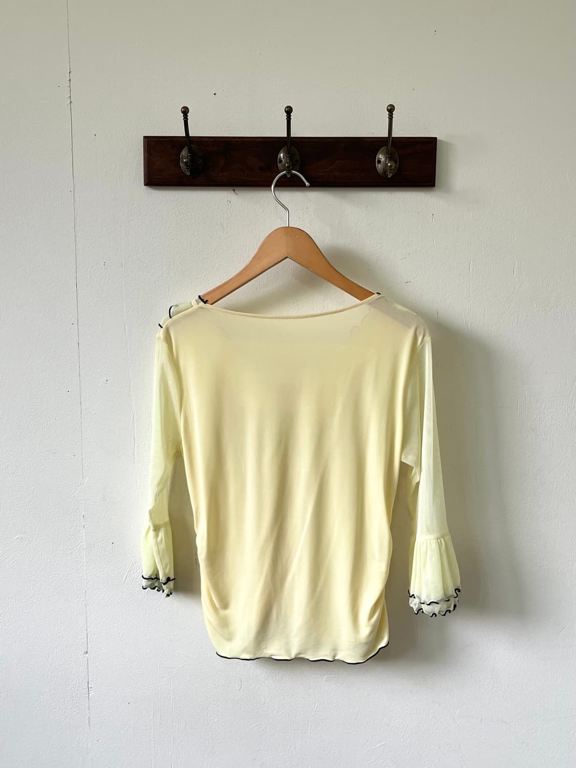 Japan vtg 엘로우 프릴 탑 상품이미지2