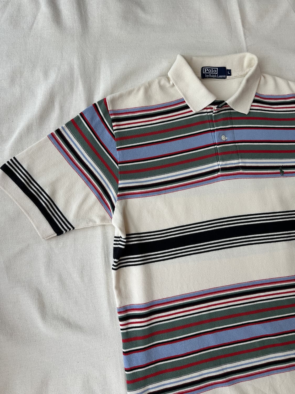 폴로 랄프로렌 멀티 스트라이프 피케 반팔 카라티 L 상품이미지4