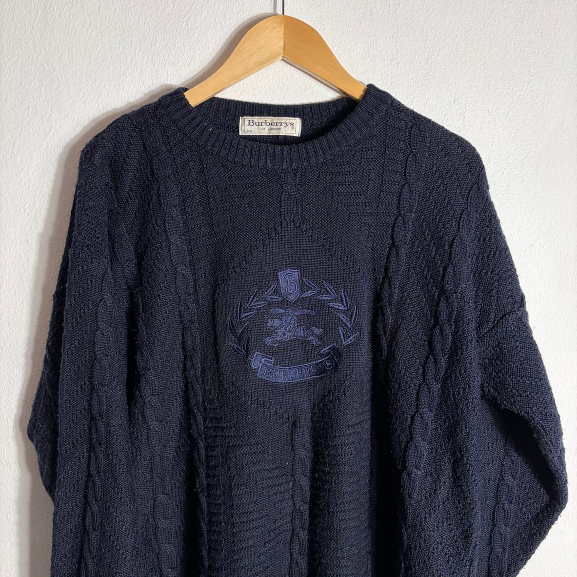 90s 빈티지 버버리 크레스트로고 케이블니트(M) 상품이미지3